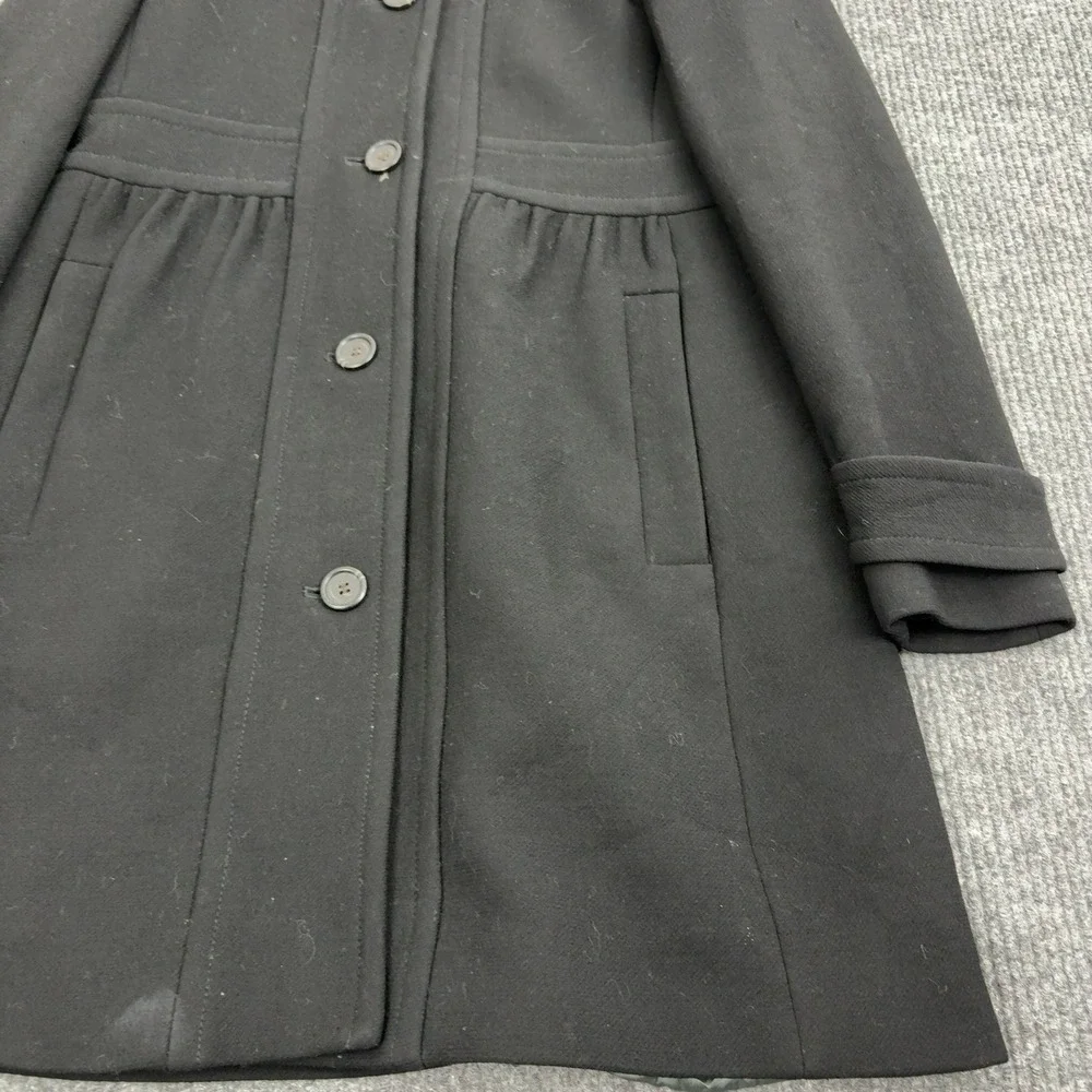 J Crew Coat Womens 12 Black Wool Double Cloth Mock Neck Classic Winter - Picture 2 of 10